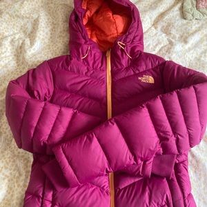North face pink puffer jacket